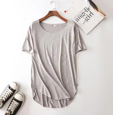 100% Bamboo Fiber Cotton Summer Short Sleeve T Shirt Women Harajuku Loose Model T-shirt Casual O-neck tshirt Woman Clothes