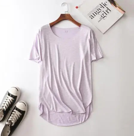 100% Bamboo Fiber Cotton Summer Short Sleeve T Shirt Women Harajuku Loose Model T-shirt Casual O-neck tshirt Woman Clothes