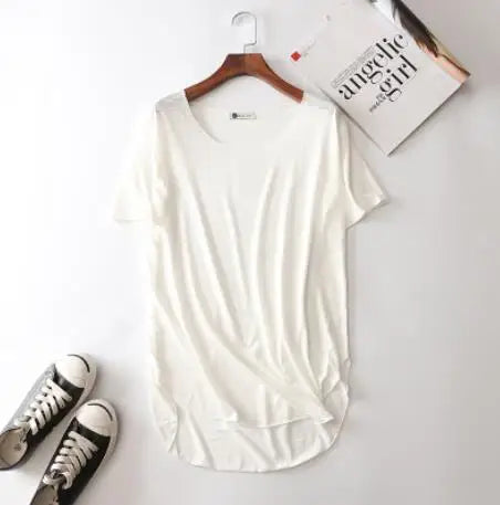 100% Bamboo Fiber Cotton Summer Short Sleeve T Shirt Women Harajuku Loose Model T-shirt Casual O-neck tshirt Woman Clothes