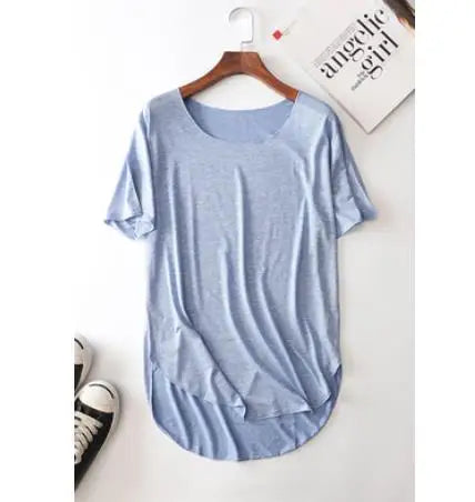 100% Bamboo Fiber Cotton Summer Short Sleeve T Shirt Women Harajuku Loose Model T-shirt Casual O-neck tshirt Woman Clothes