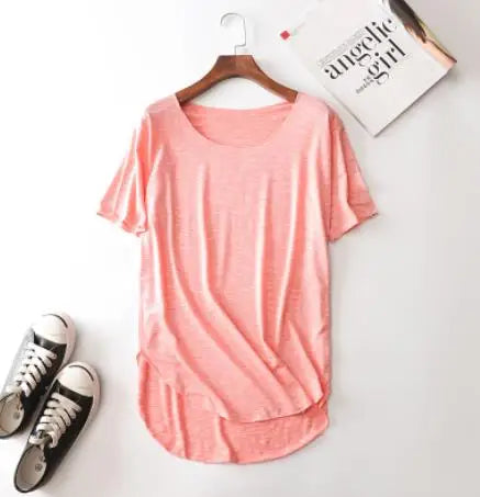 100% Bamboo Fiber Cotton Summer Short Sleeve T Shirt Women Harajuku Loose Model T-shirt Casual O-neck tshirt Woman Clothes