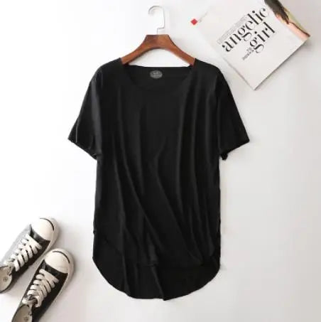 100% Bamboo Fiber Cotton Summer Short Sleeve T Shirt Women Harajuku Loose Model T-shirt Casual O-neck tshirt Woman Clothes