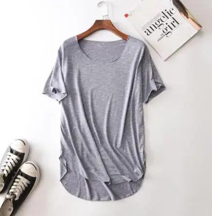 100% Bamboo Fiber Cotton Summer Short Sleeve T Shirt Women Harajuku Loose Model T-shirt Casual O-neck tshirt Woman Clothes