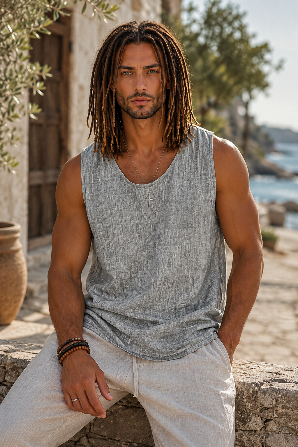 Men's Pure Linen Tank
