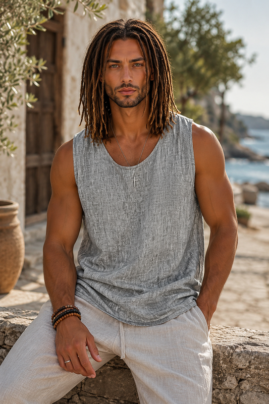 Men's Pure Linen Tank