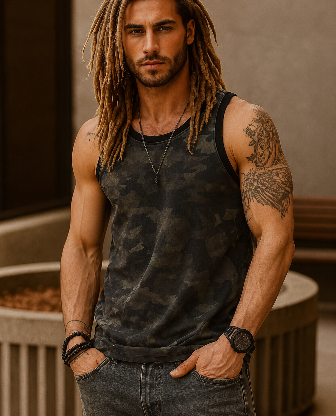 Retro Camouflage Tank Tops