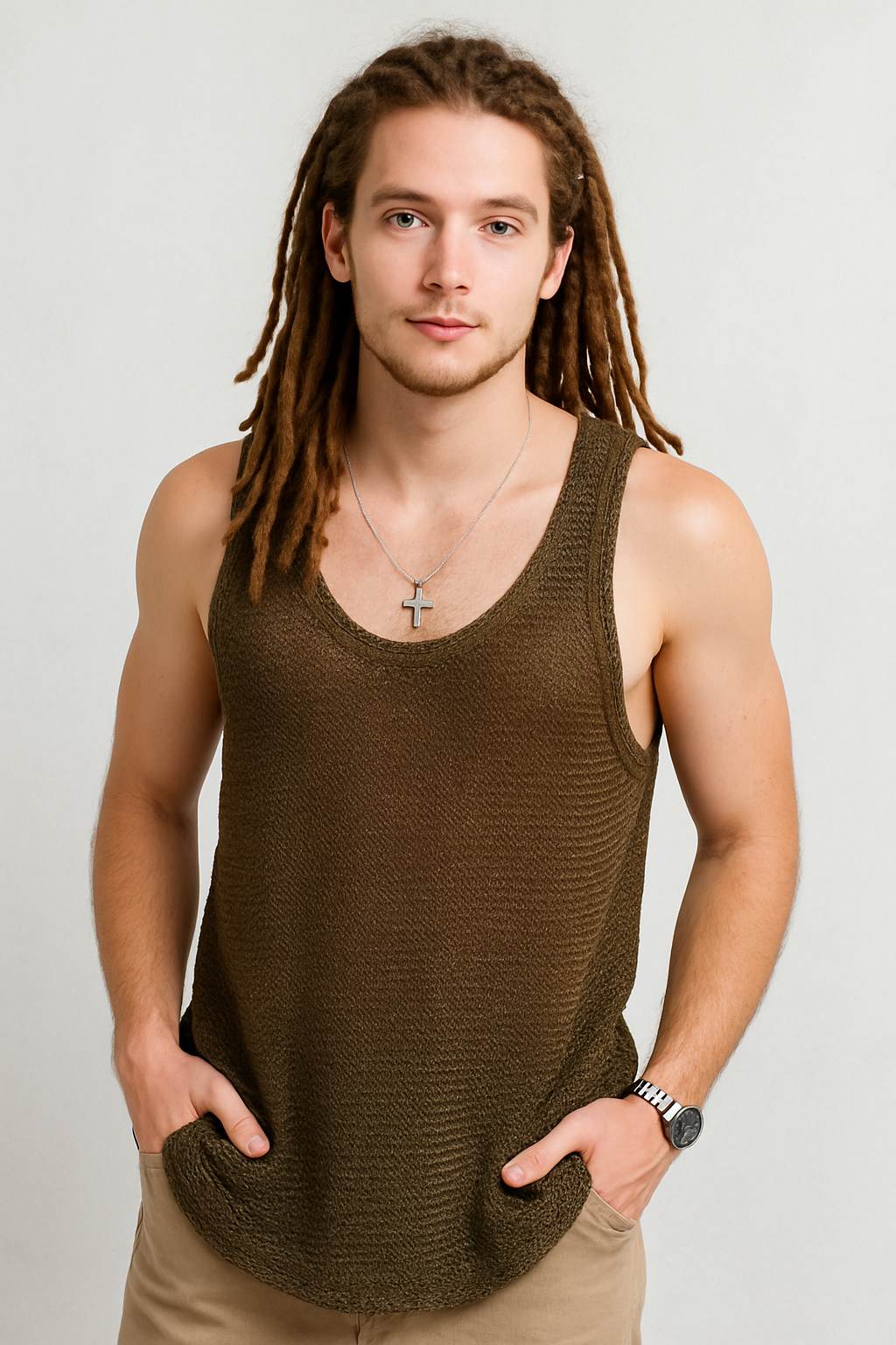 Men's Tank Top Solid 100% Viscose Breathable Mesh - DreadLocos Shop