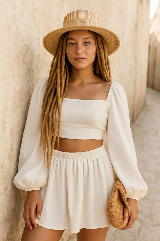 Baumwoll Leinen Mini Skirt