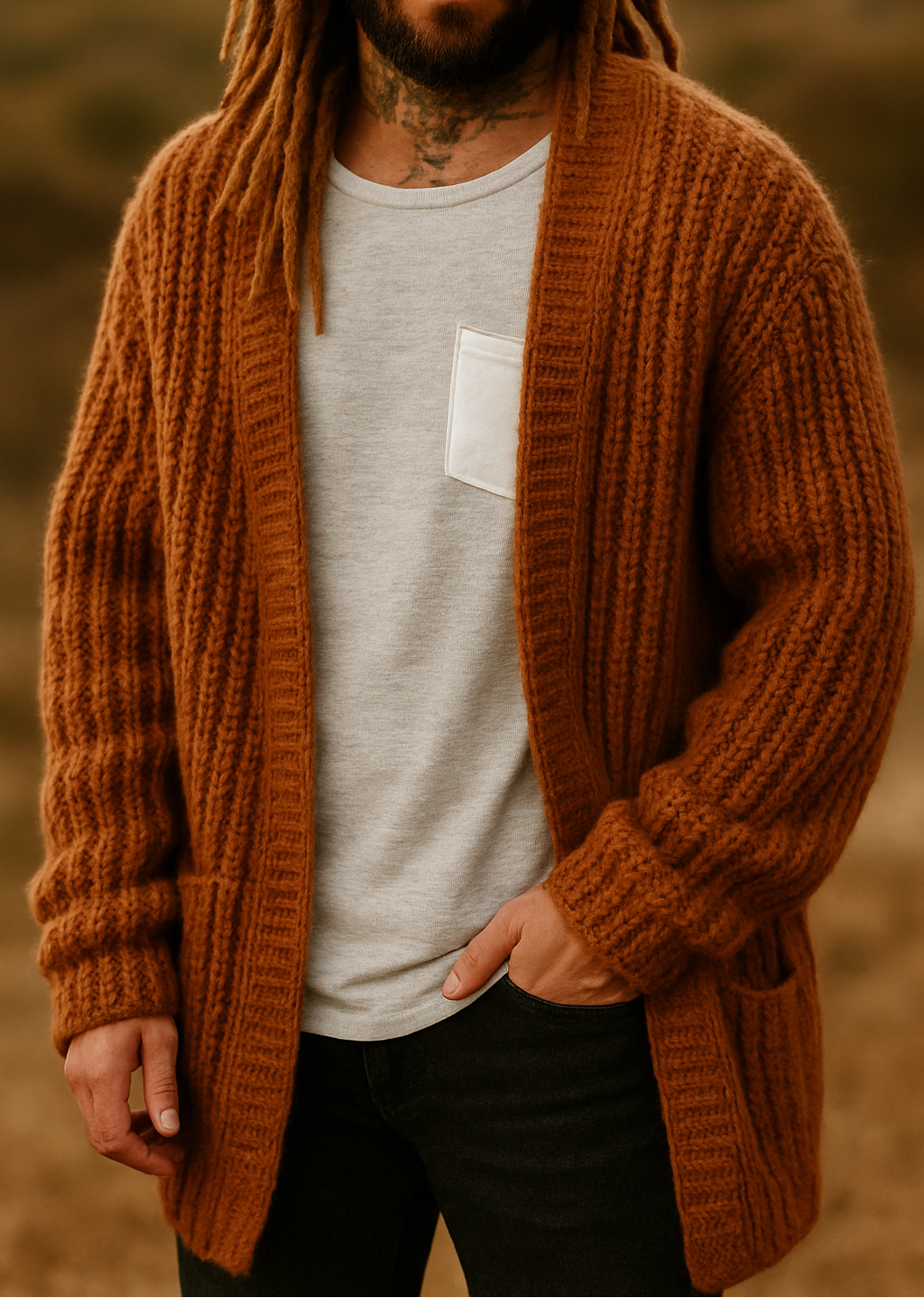 Cardigan Sweater Long Men's Winter Clothing - DreadLocos Shop