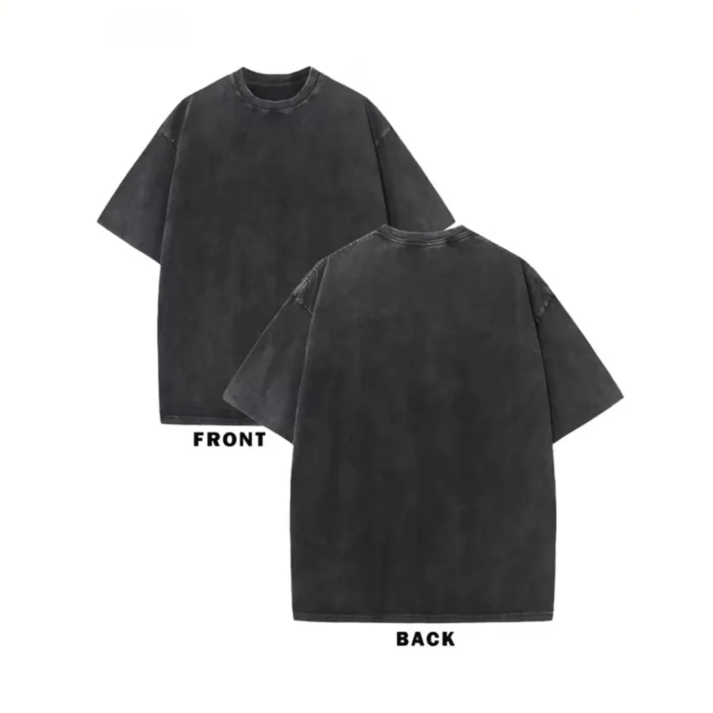 Vintage Washed T-shirt with Fern Leaf 100% Cotton