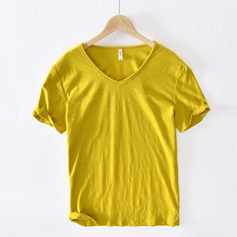 Mens T Shirt Pure Color Bamboo Fiber
