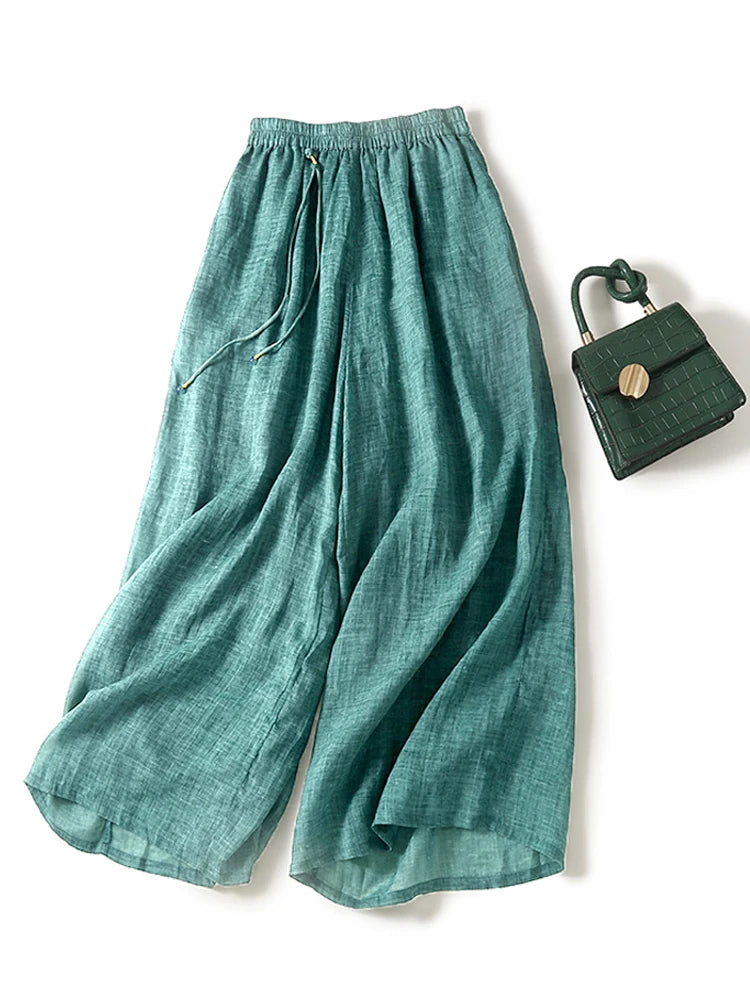 New Summer Women Thin Wide Leg Pants High Waist