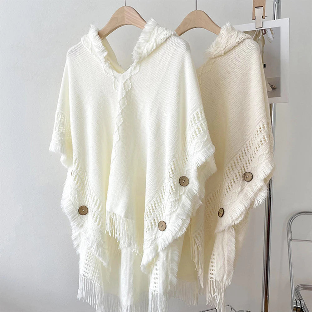 Ethno Poncho mit Kapuze