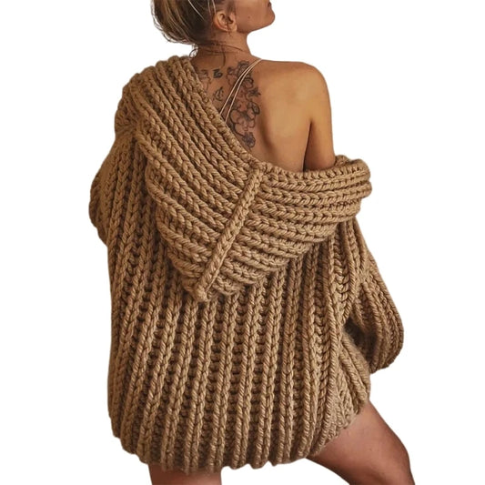 Ärmelloser Knitted Loose Fit Hooded Sweater Cardigan