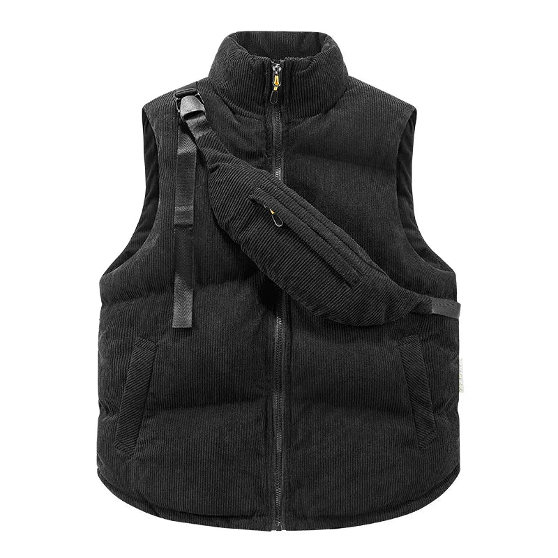 Corduroy Sleeveless Jackets Vests with Shoulder Bag - DreadLocos Shop