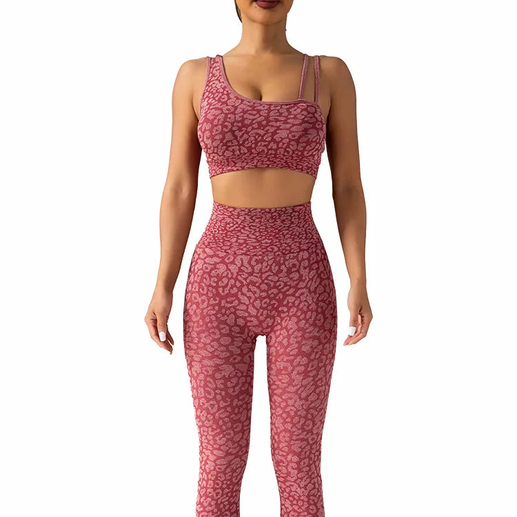 Set Leggings And Tops Leopard for Yoga