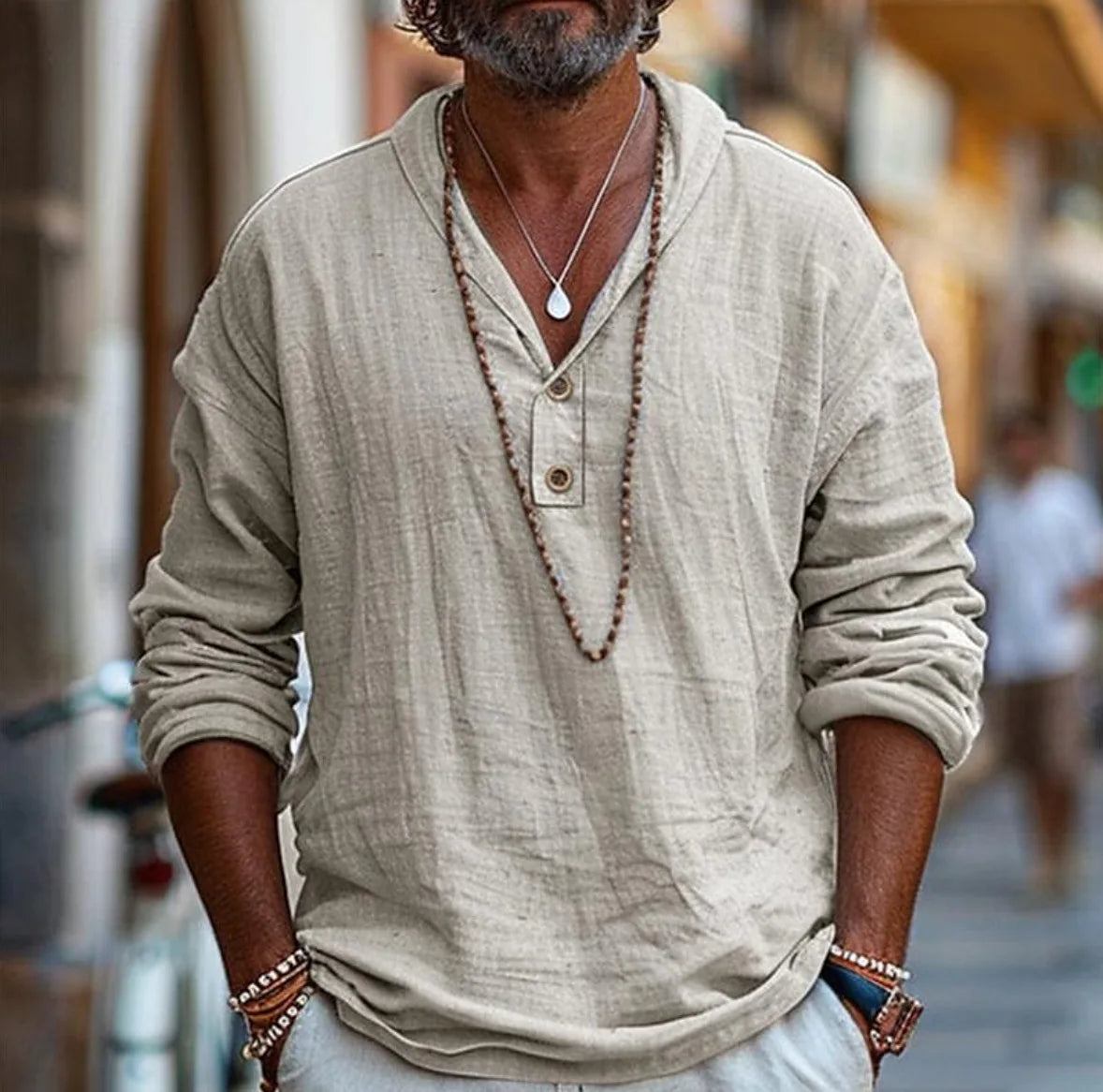 Retro Men's Long Sleeved Shirt Pure Cotton - DreadLocos Shop