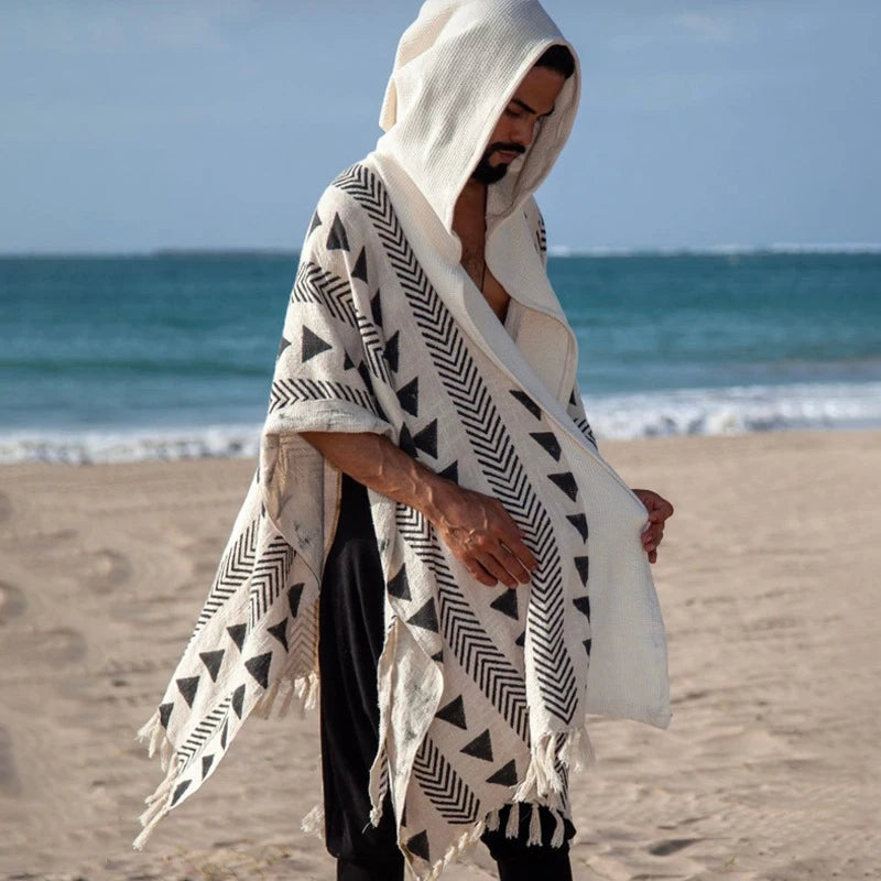 Vacation Seaside Beach Cloaks Men Ethnic Printed - DreadLocos Shop