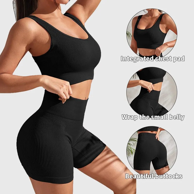 Yoga Sets Crop Tank + Shorts Outfits