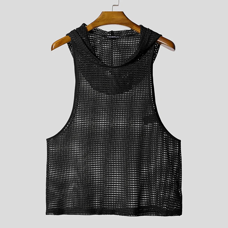 Men Tank Tops Mesh Hollow Out - DreadLocos Shop