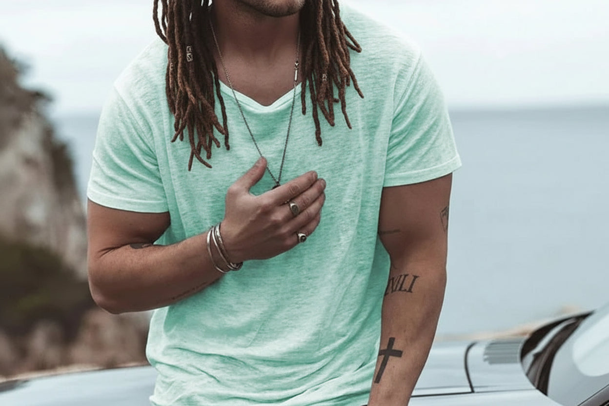 Summer Men T-shirts Boho Men Cotton - DreadLocos Shop