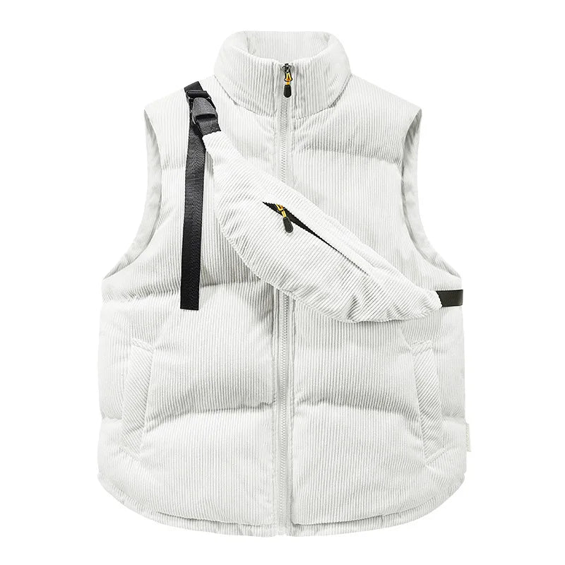 Corduroy Sleeveless Jackets Vests with Shoulder Bag - DreadLocos Shop