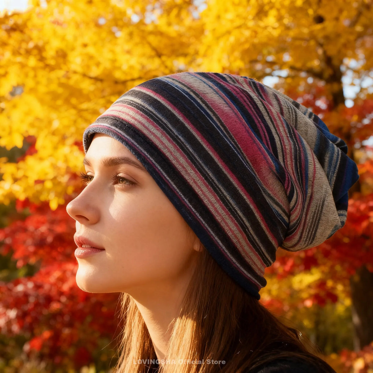 Skullies Beanies Striped Design