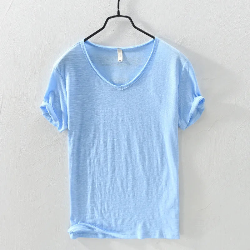Mens T Shirt Pure Color Bamboo Fiber