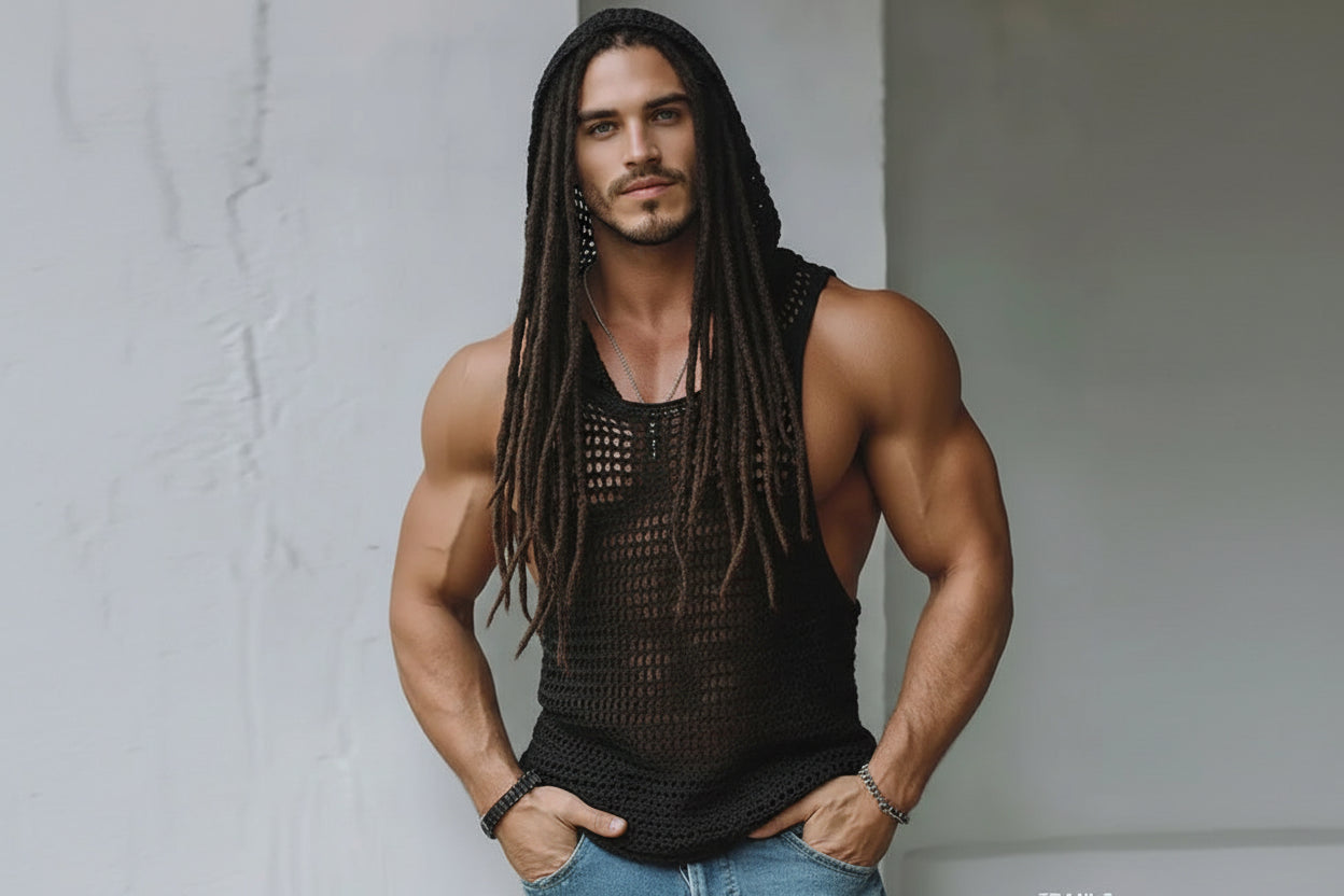Men Tank Tops Mesh Hollow Out - DreadLocos Shop