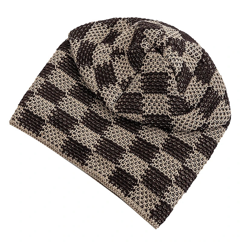 Two Tone Grid Design Beanie