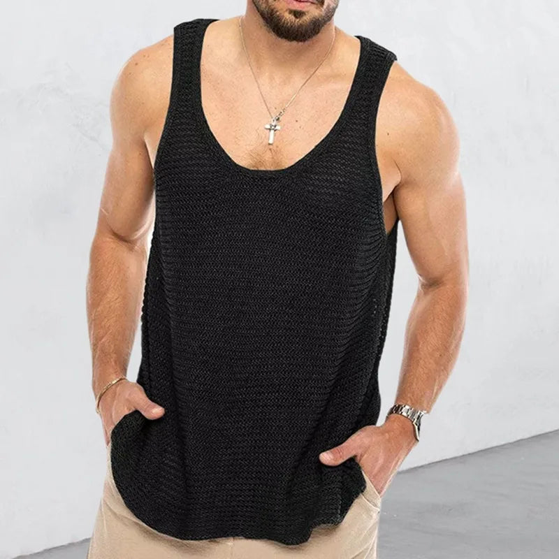 Men's Tank Top Solid 100% Viscose Breathable Mesh - DreadLocos Shop