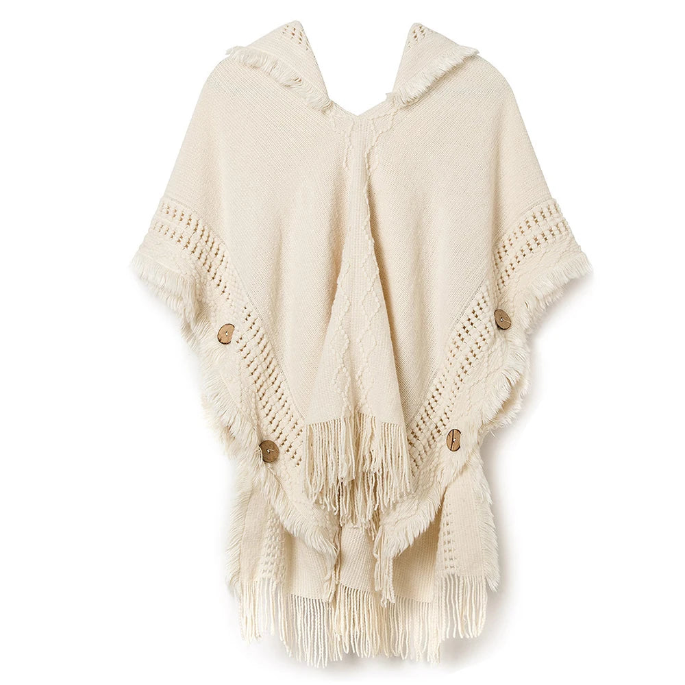 Ethno Poncho mit Kapuze