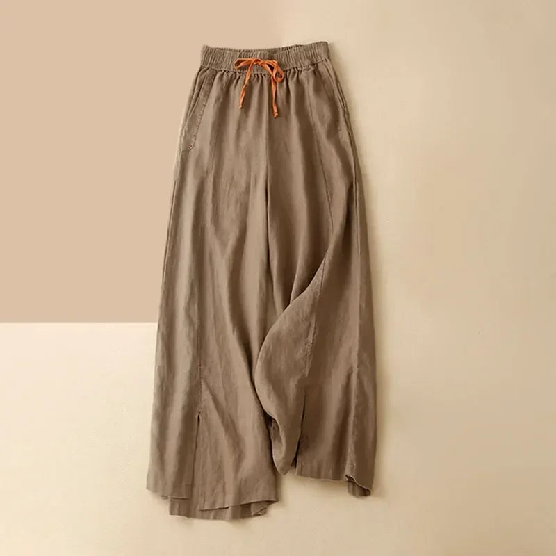 Khaki Cotton Linen Pant Ankle-Length - DreadLocos Shop