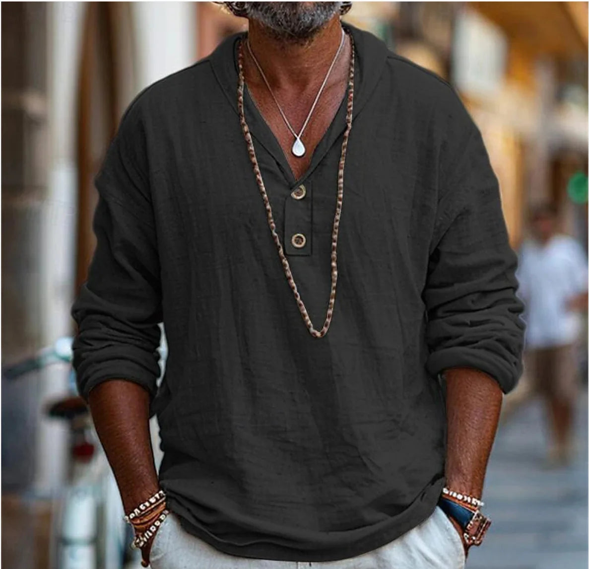 Retro Men's Long Sleeved Shirt Pure Cotton - DreadLocos Shop