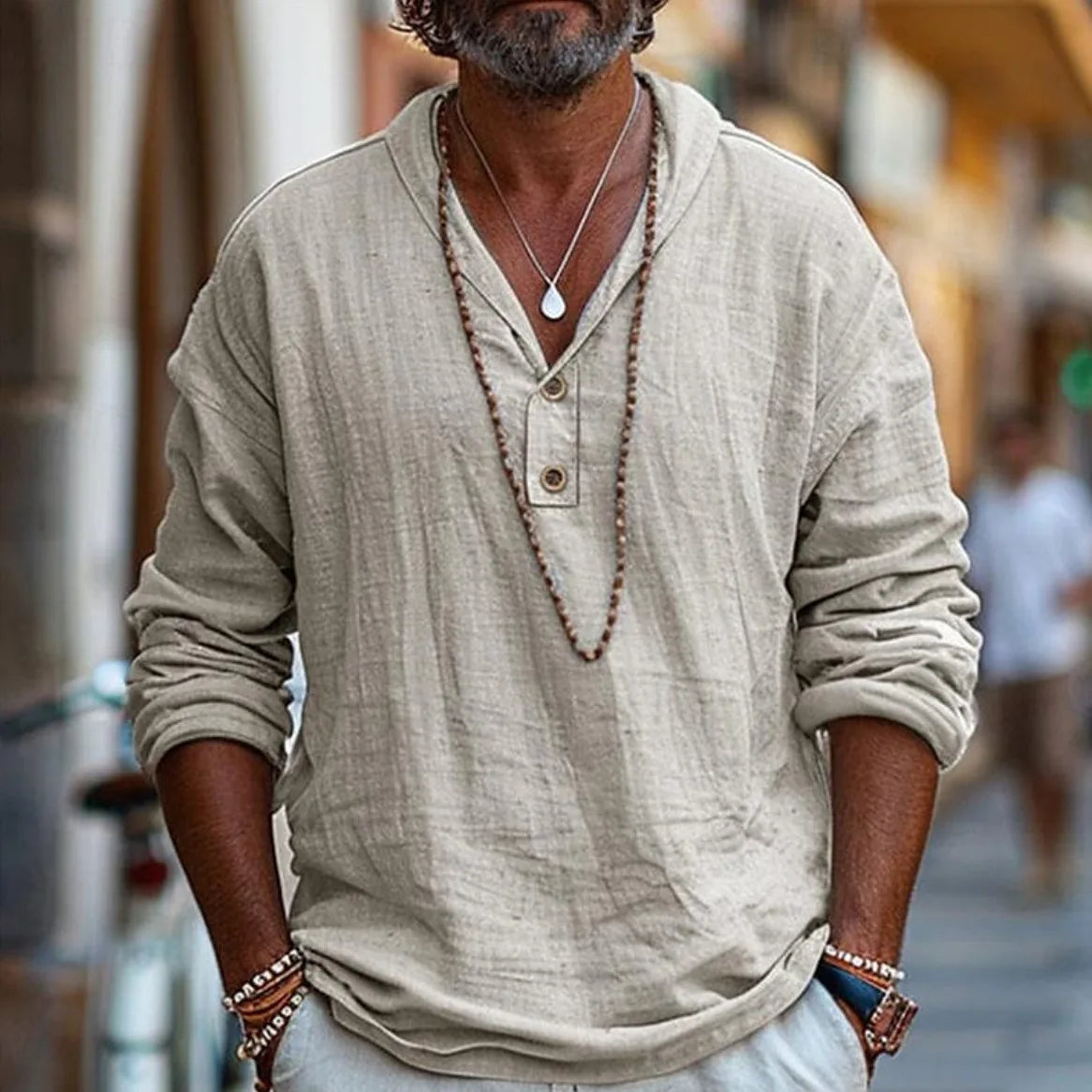 Retro Men's Long Sleeved Shirt Pure Cotton - DreadLocos Shop