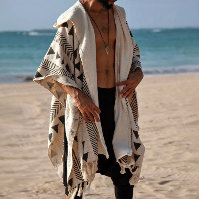 Vacation Seaside Beach Cloaks Men Ethnic Printed - DreadLocos Shop