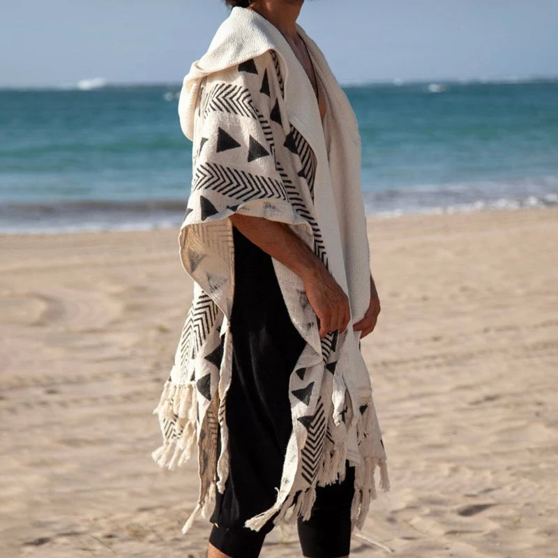 Vacation Seaside Beach Cloaks Men Ethnic Printed - DreadLocos Shop