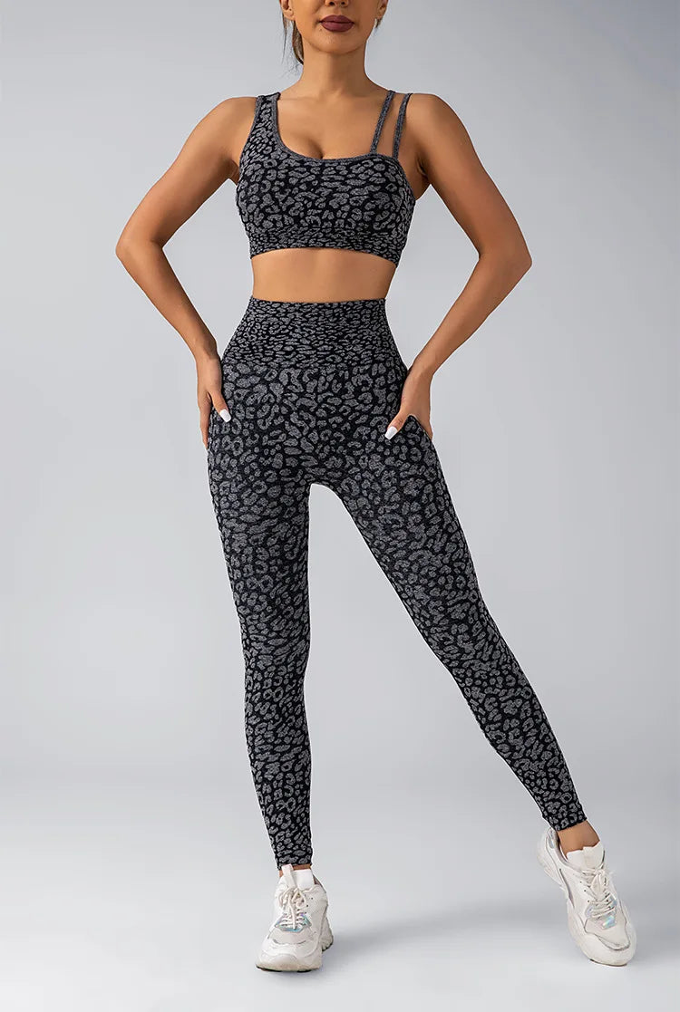 Set Leggings And Tops Leopard for Yoga