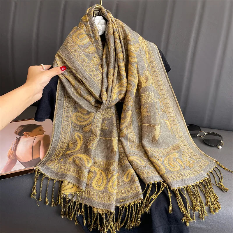 Toller Wendbarer DREAD Pashmina-Paisley-Jacquard Scarf aus *Kaschmir*