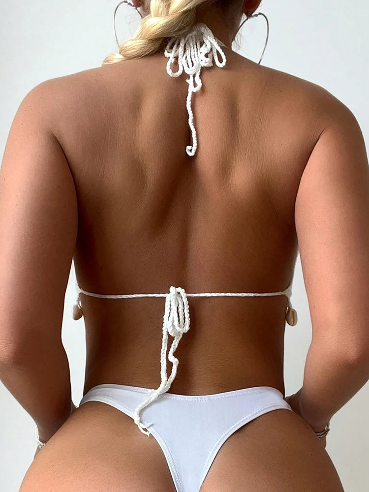 Women Crochet Swimsuit Shell Bikini Swimsuit - DreadLocos Shop
