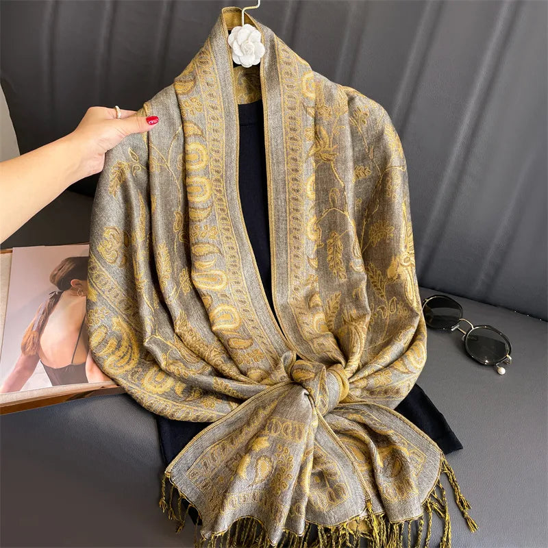 Toller Wendbarer DREAD Pashmina-Paisley-Jacquard Scarf aus *Kaschmir*