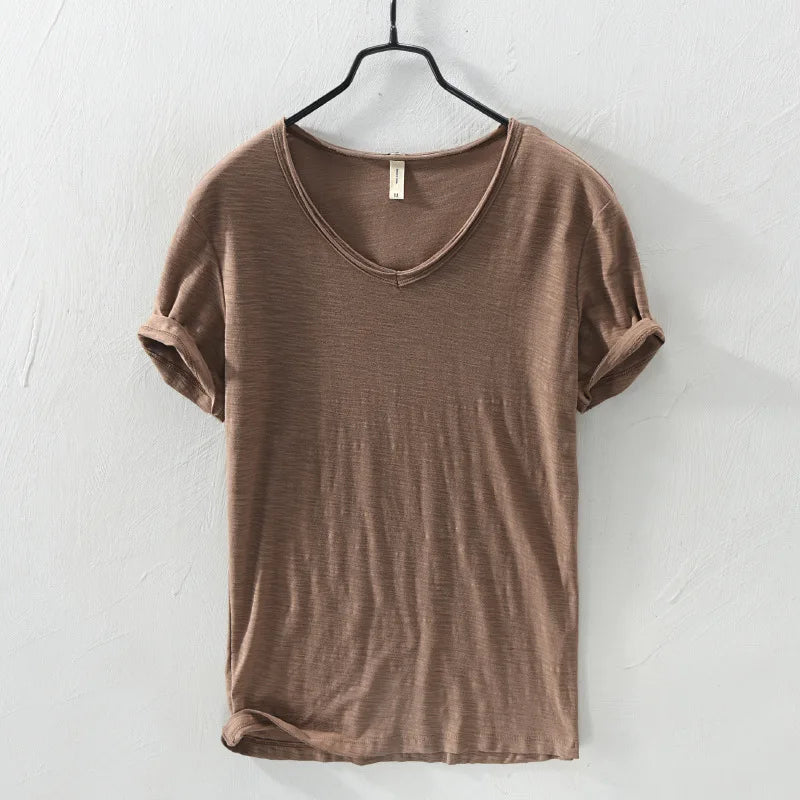 Mens T Shirt Pure Color Bamboo Fiber