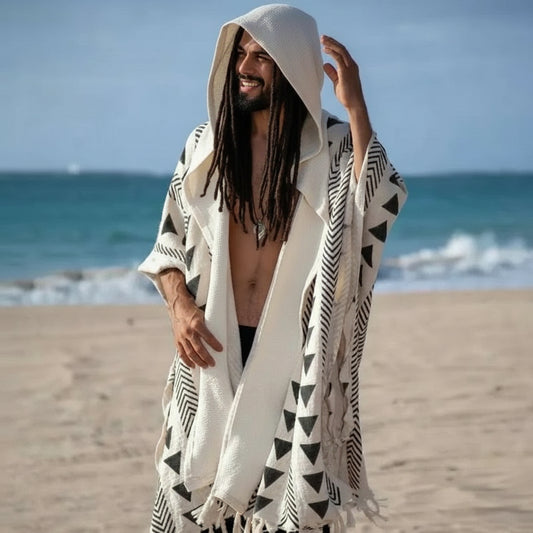 Vacation Seaside Beach Cloaks Men Ethnic Printed - DreadLocos Shop