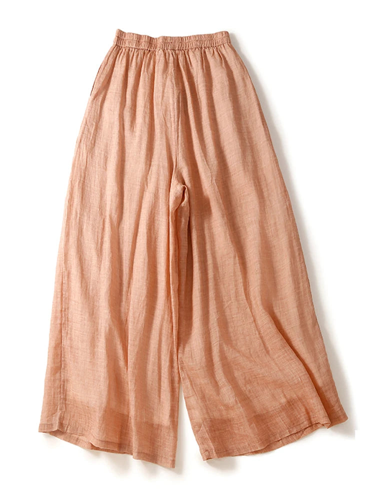 New Summer Women Thin Wide Leg Pants High Waist