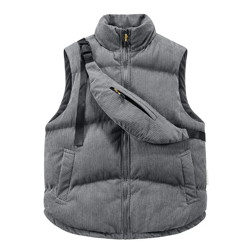Corduroy Sleeveless Jackets Vests with Shoulder Bag - DreadLocos Shop