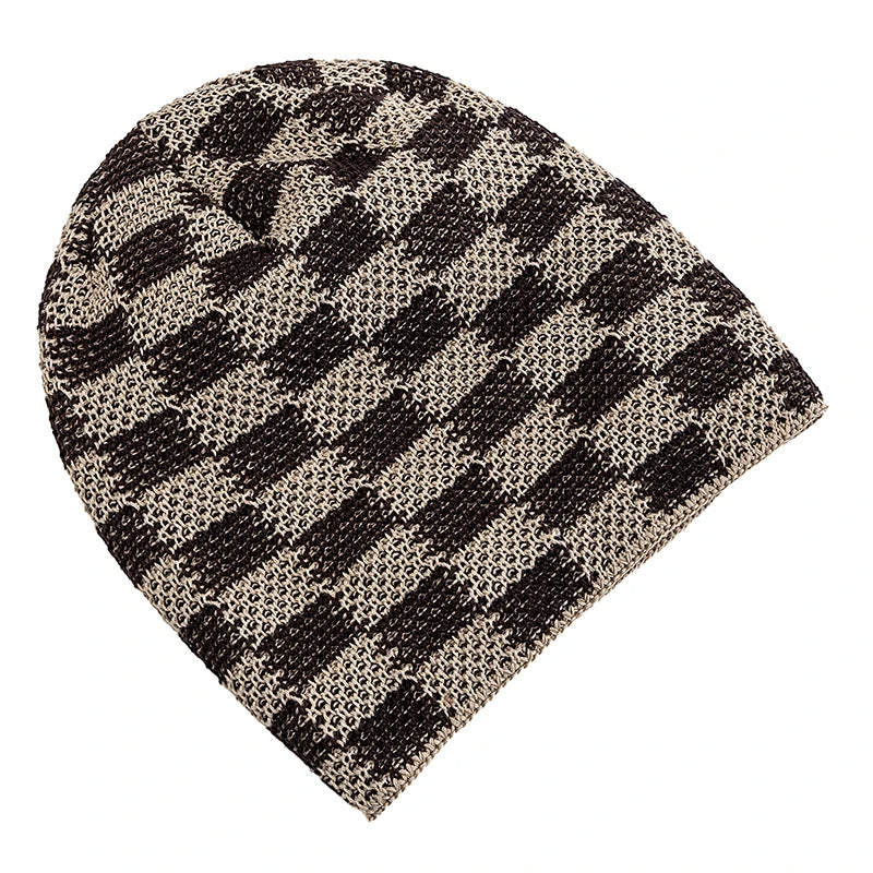 Two Tone Grid Design Beanie