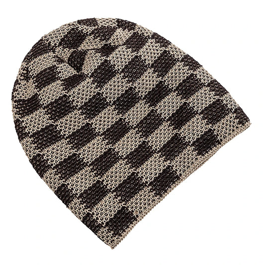 Two Tone Grid Design Beanie