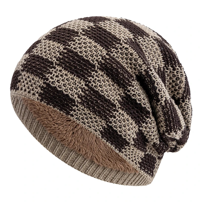 Two Tone Grid Design Beanie