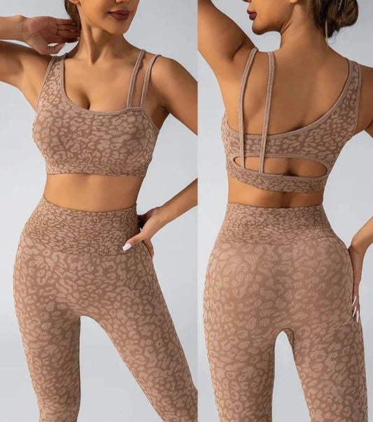 Set Leggings And Tops Leopard for Yoga