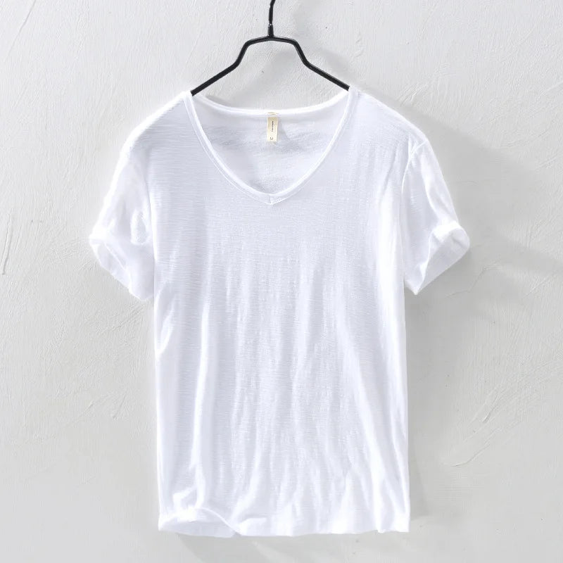 Mens T Shirt Pure Color Bamboo Fiber